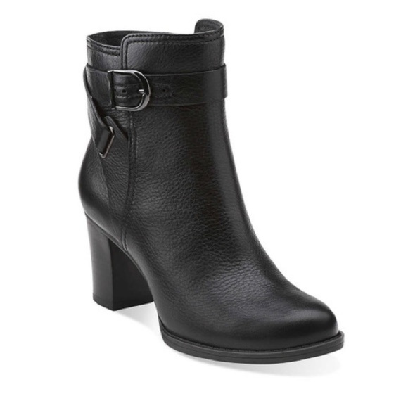 Clarks Jolissa Topaz Ankle Black Leather Boots | Size 10 - Picture 1 of 7